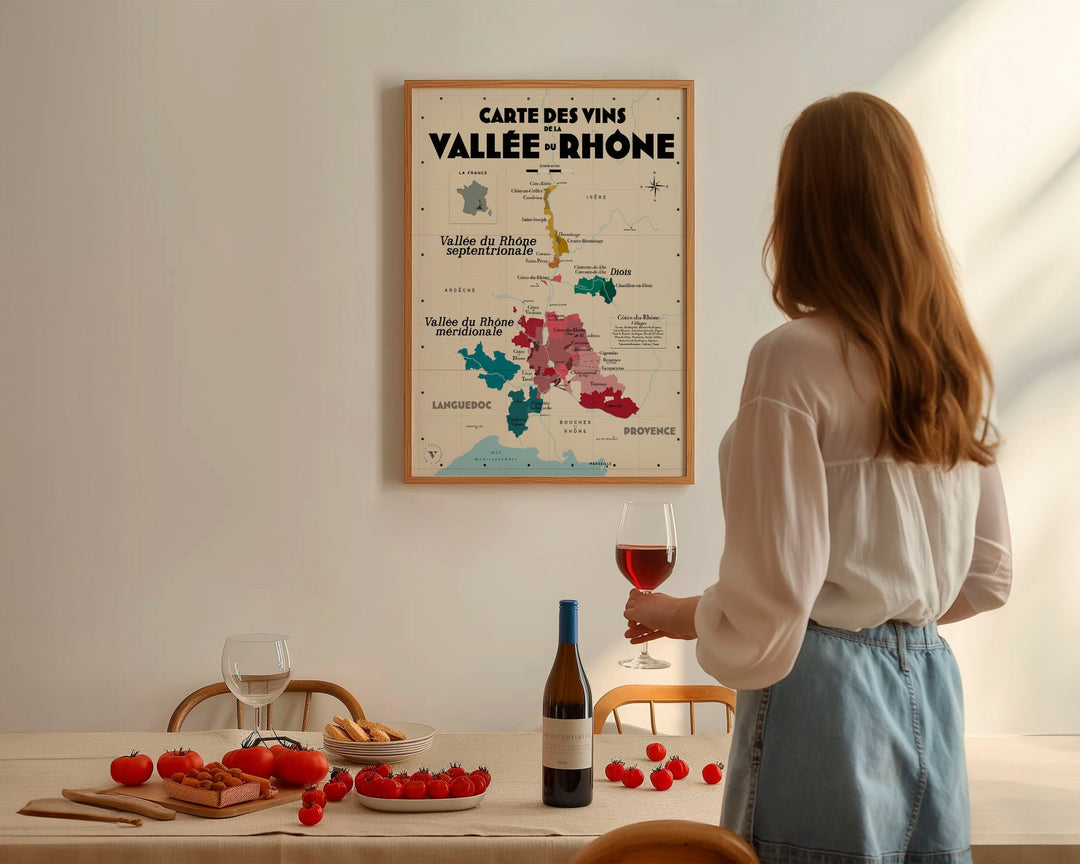 Carte des vins de la Vallée du Rhône Affiches Atelier Vauvenargues
