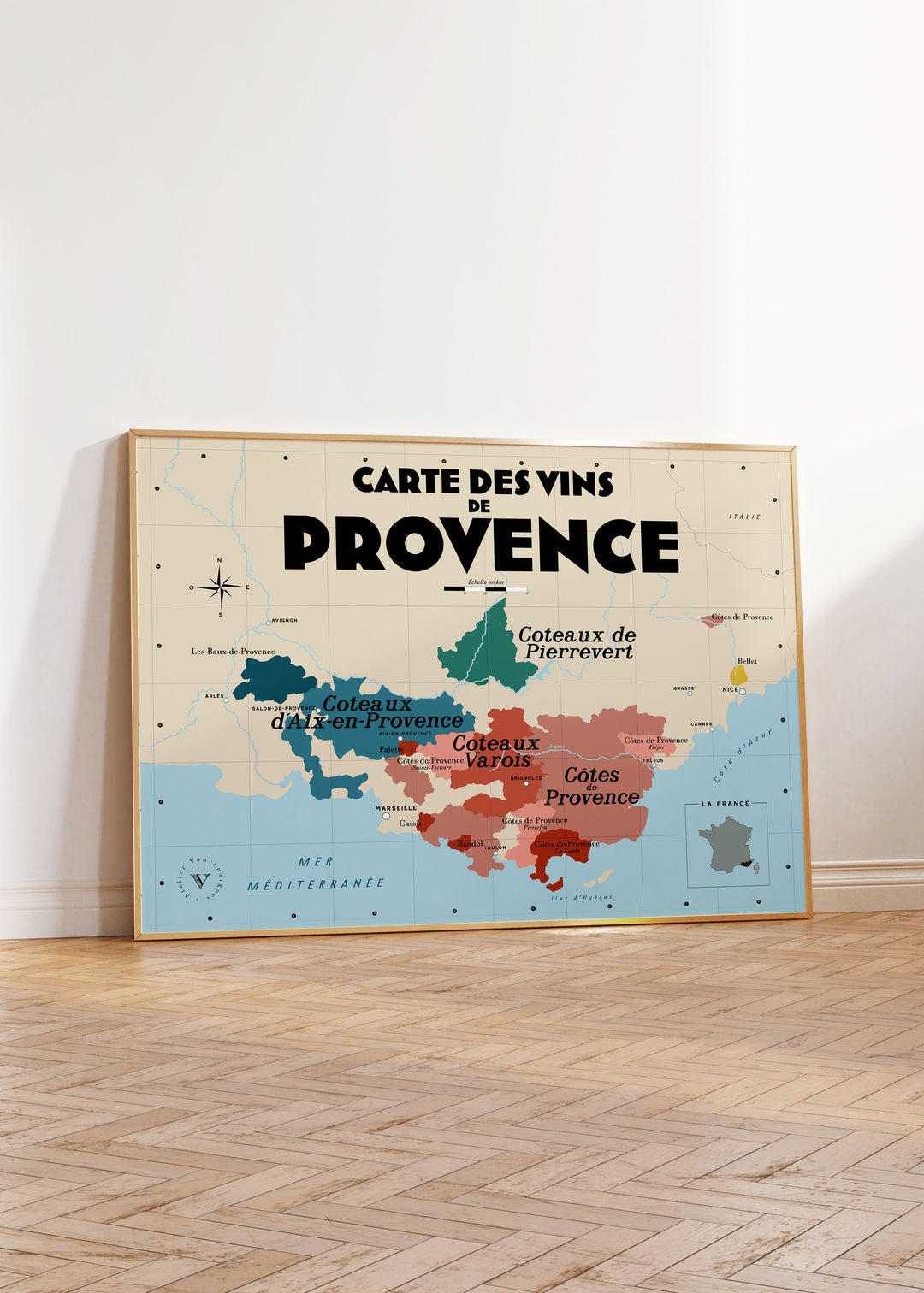 Carte des vins de Provence Affiches Atelier Vauvenargues