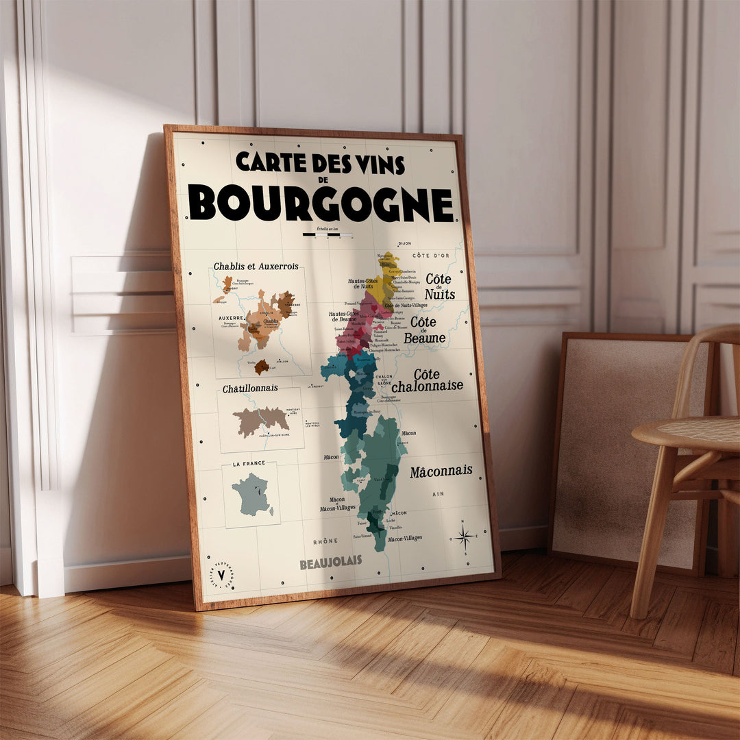 Carte des vins de Bourgogne Affiches Atelier Vauvenargues