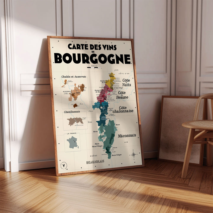 Carte des vins de Bourgogne Affiches Atelier Vauvenargues