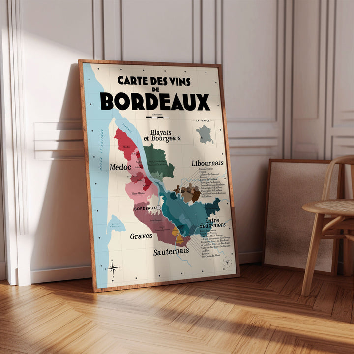 Carte des vins de Bordeaux Affiches Atelier Vauvenargues