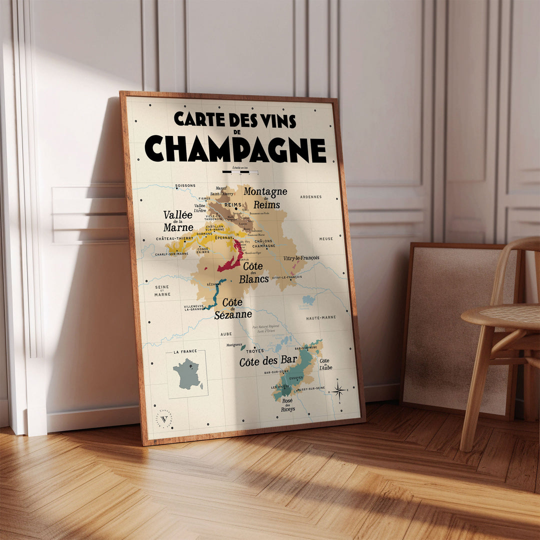 Carte des vins de Champagne Affiches Atelier Vauvenargues