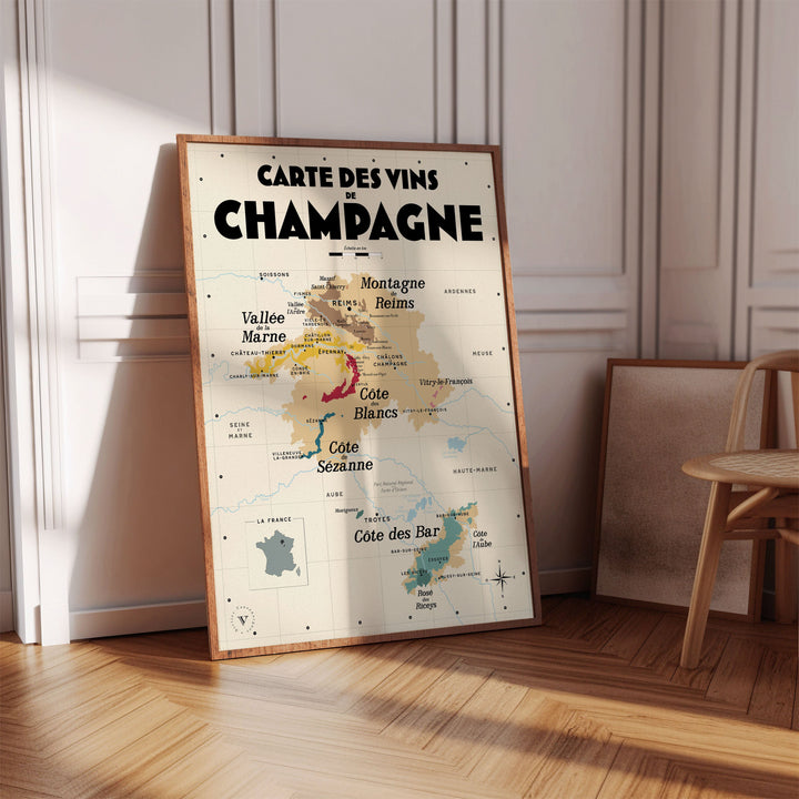 Carte des vins de Champagne Affiches Atelier Vauvenargues