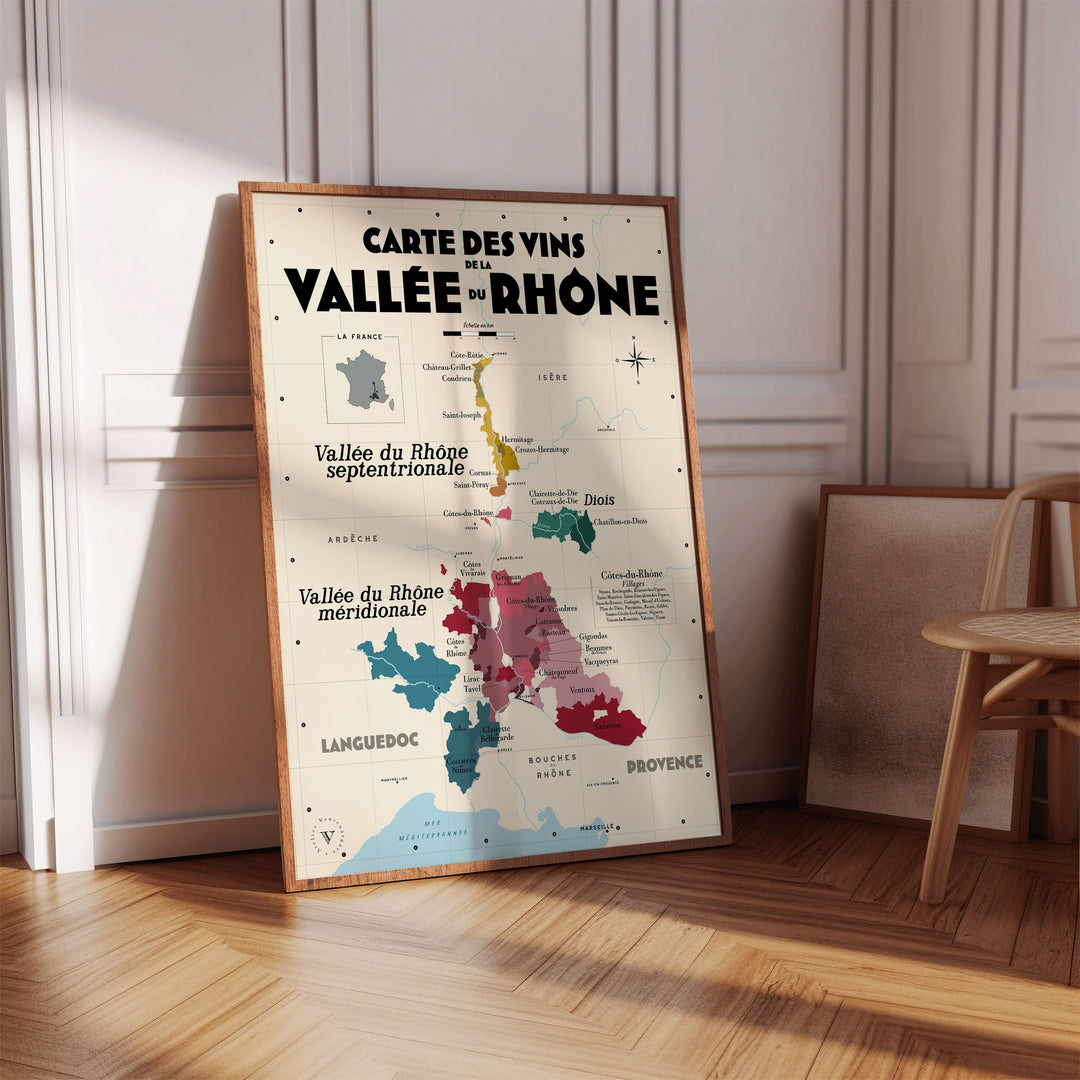 Carte des vins de la Vallée du Rhône Affiches Atelier Vauvenargues