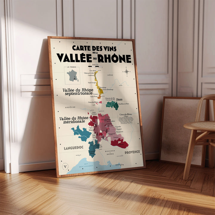 Carte des vins de la Vallée du Rhône Affiches Atelier Vauvenargues