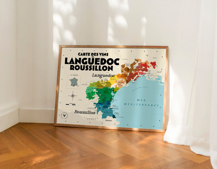 Carte des vins du Languedoc-Roussillon Affiches Atelier Vauvenargues