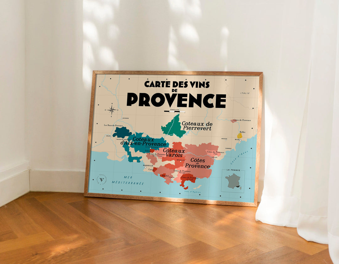 Carte des vins de Provence Affiches Atelier Vauvenargues