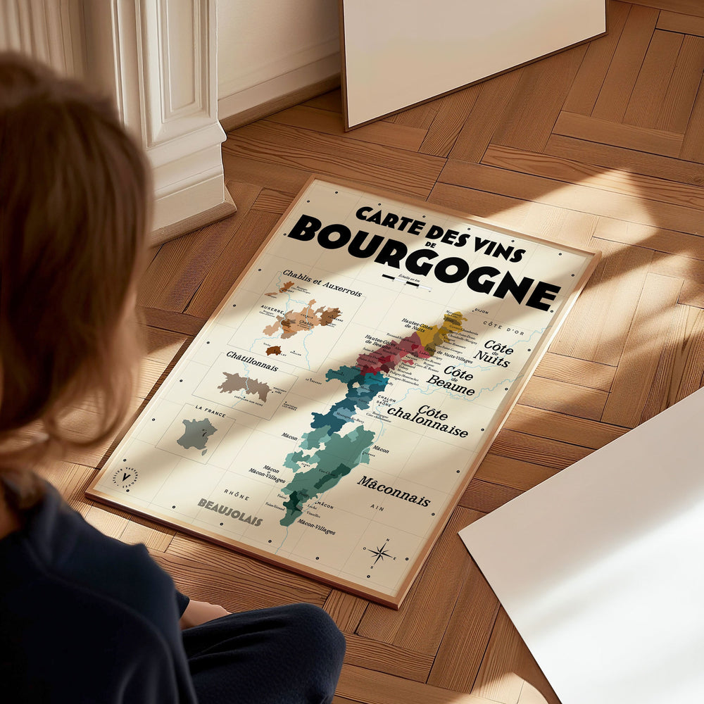 Carte des vins de Bourgogne Affiches Atelier Vauvenargues