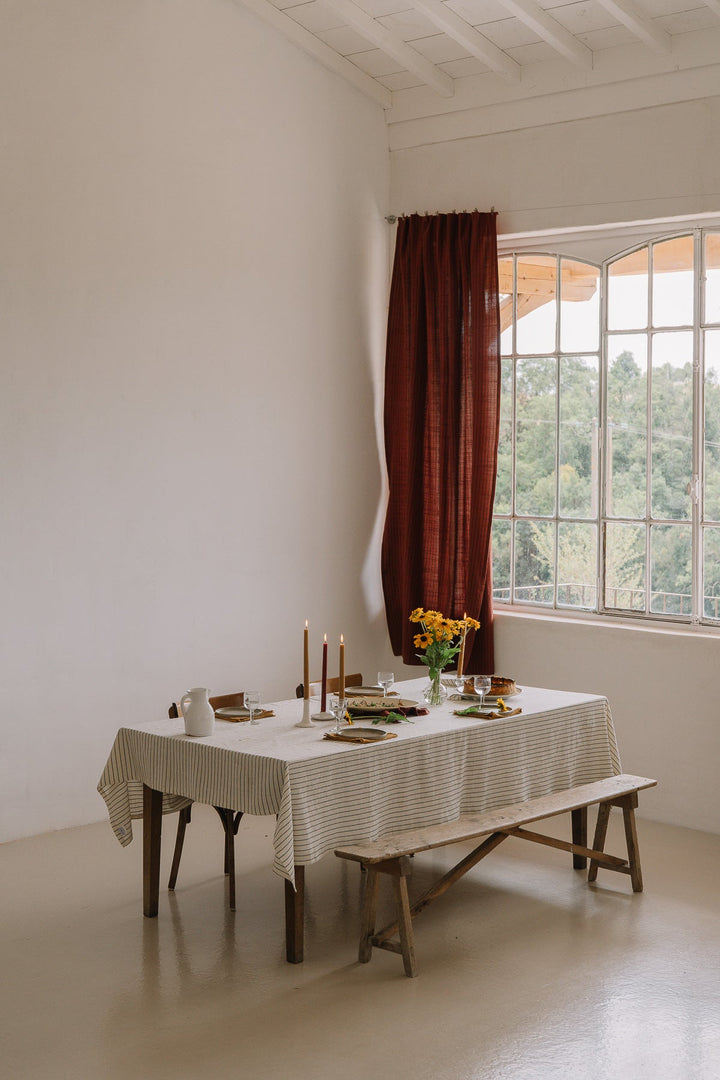 Rusty Striped Slub Cotton Tablecloth