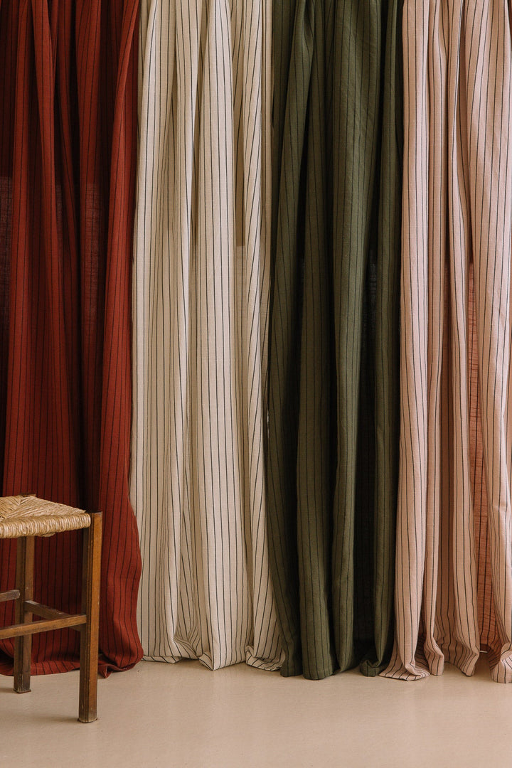 Delicate Pink Slub Cotton Striped Tablecloth