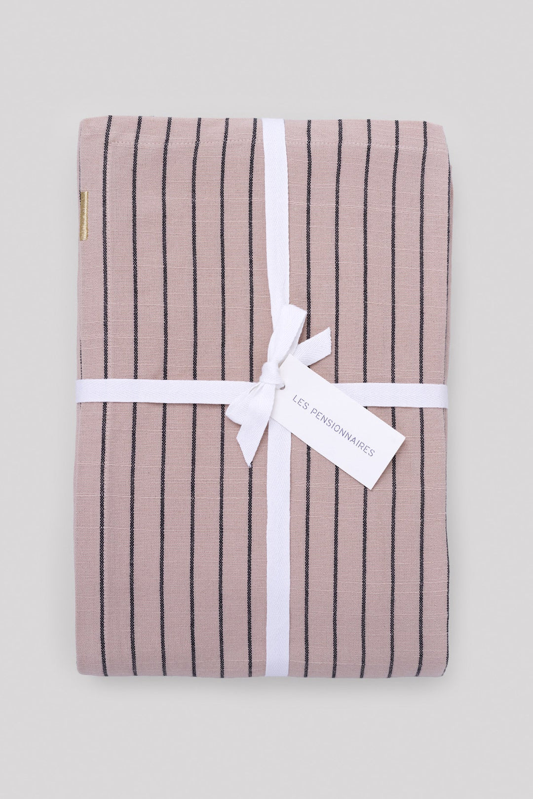 Delicate Pink Slub Cotton Striped Tablecloth