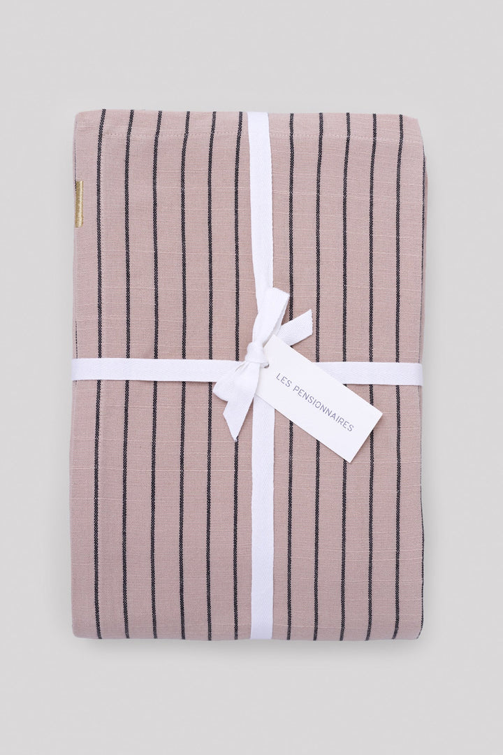 Delicate Pink Slub Cotton Striped Tablecloth