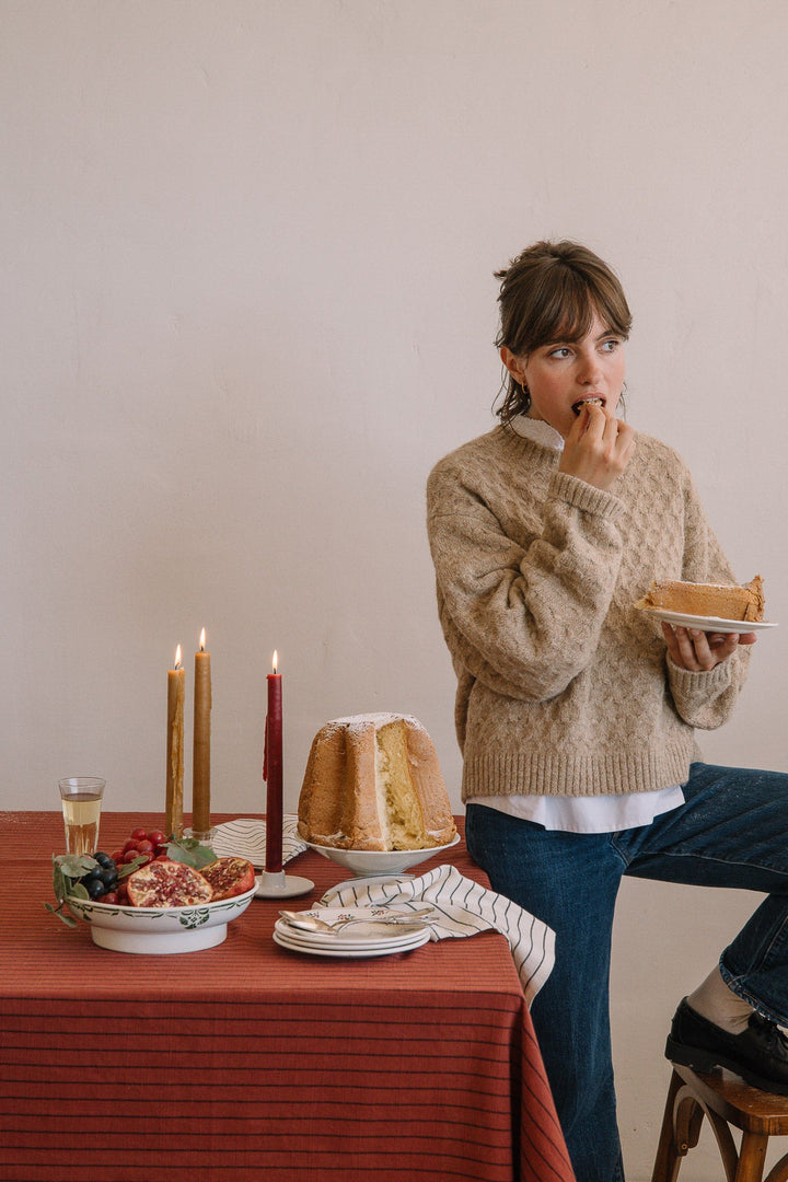 Rusty Striped Slub Cotton Tablecloth