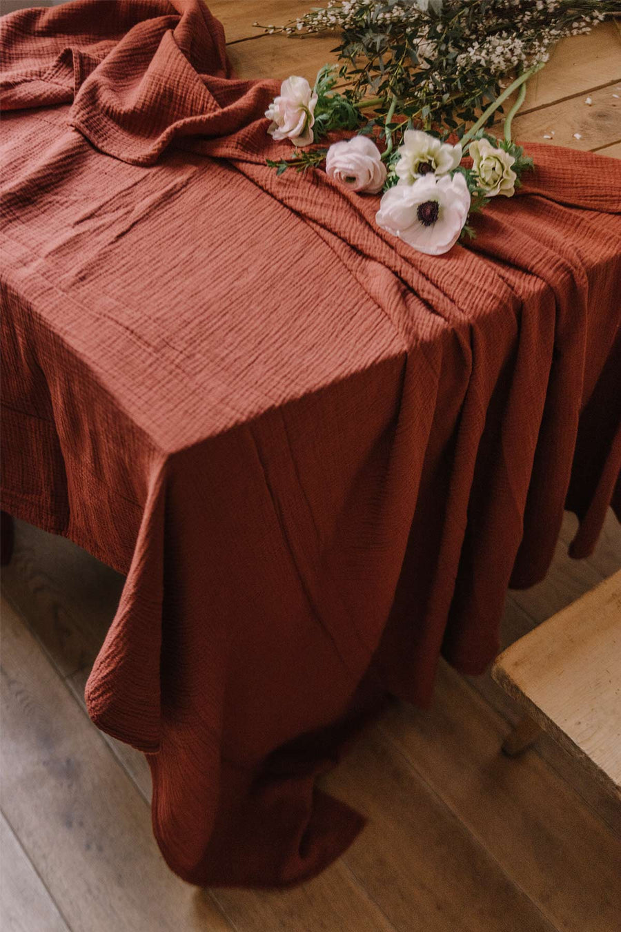 Nappe en double gaze de coton rouille Nappes Les Pensionnaires