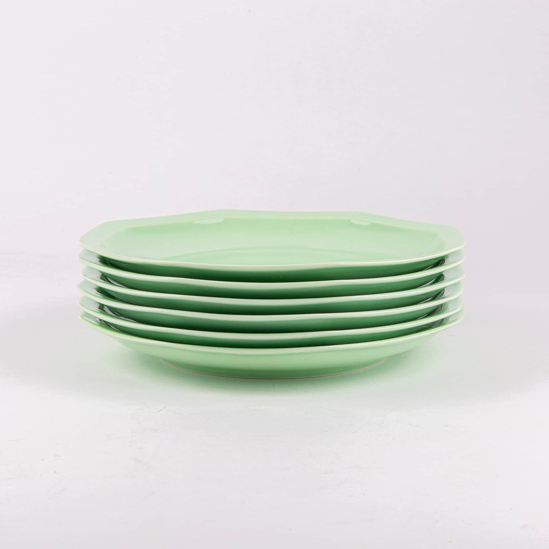 L'assiette à dessert en porcelaine octogonale - Vert amande Assiettes à dessert Ogre la Fabrique