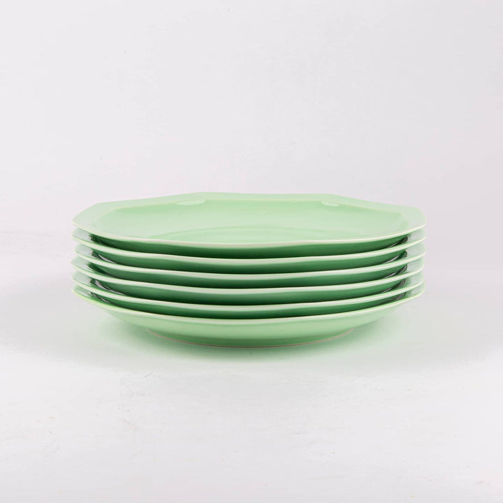 L'assiette à dessert en porcelaine octogonale - Vert amande Assiettes à dessert Ogre la Fabrique
