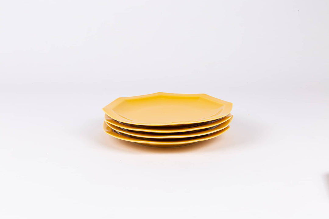 L'assiette à dessert en porcelaine octogonale - Jaune moutarde Assiettes à dessert Ogre la Fabrique