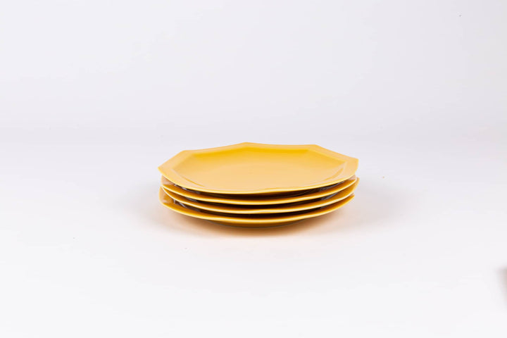 L'assiette à dessert en porcelaine octogonale - Jaune moutarde Assiettes à dessert Ogre la Fabrique