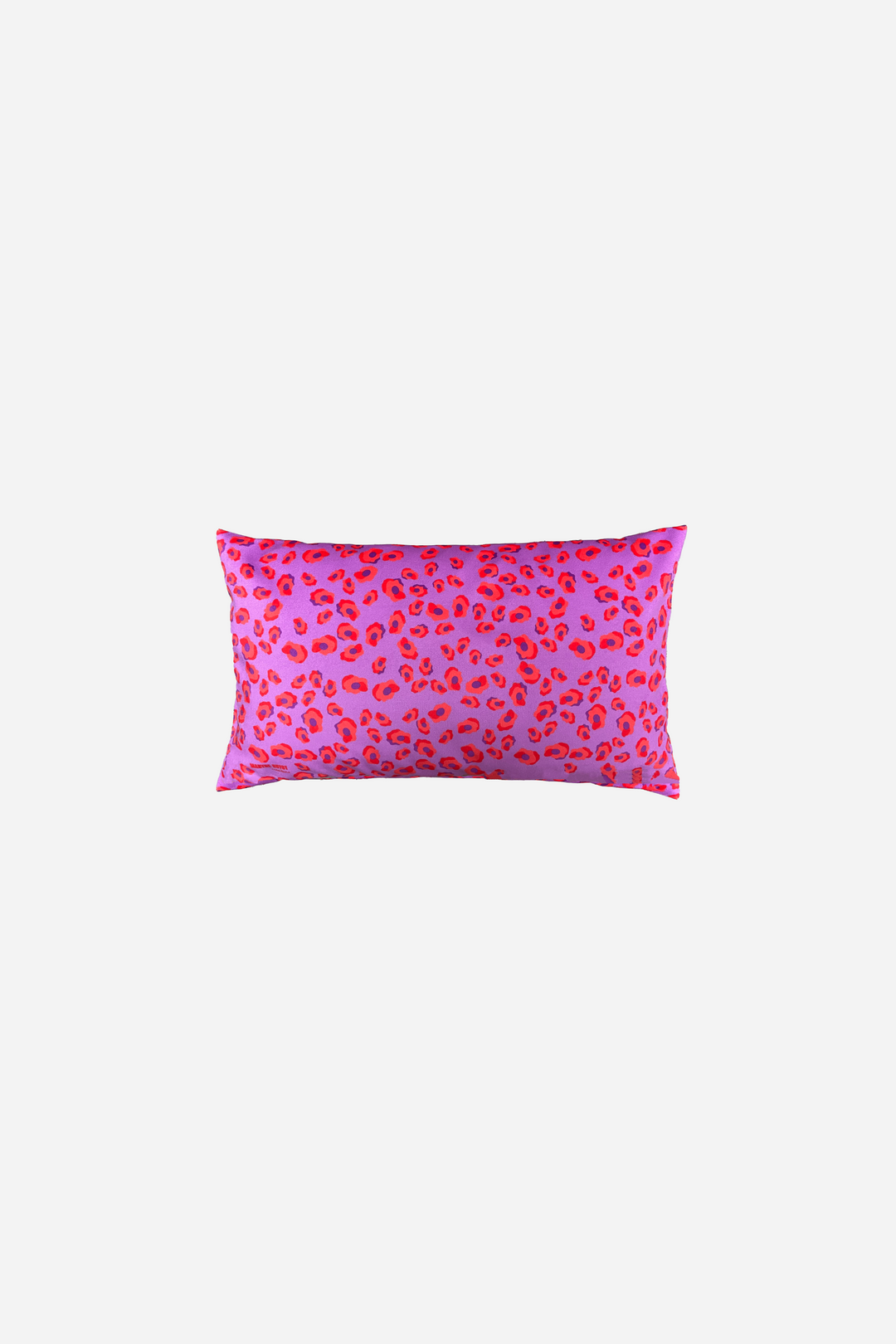 Louise - Coussin motif iconique léopard rose, violet et orange en suédine de velours
