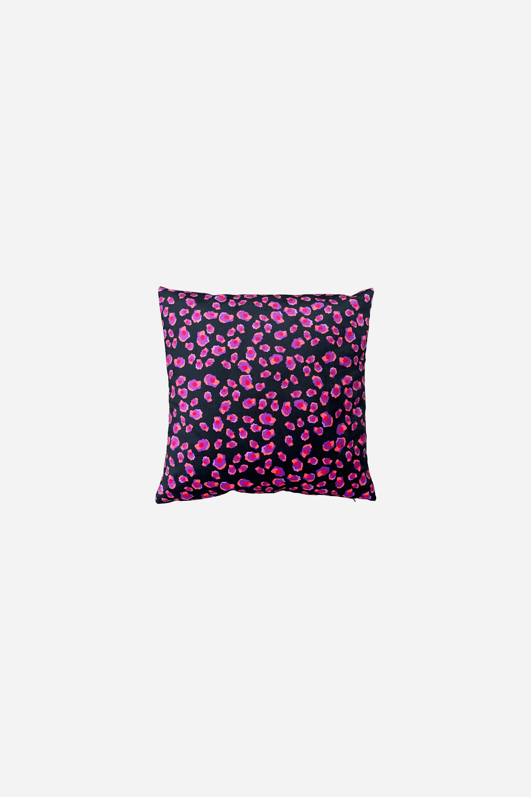 Victor - Iconic black, purple, and orange leopard print cushion in velvet suede