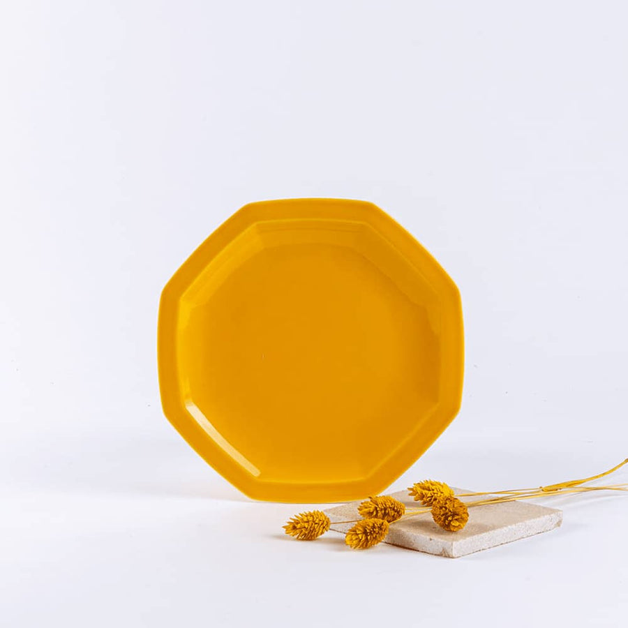 L'assiette à dessert en porcelaine octogonale - Jaune moutarde Assiettes à dessert Ogre la Fabrique