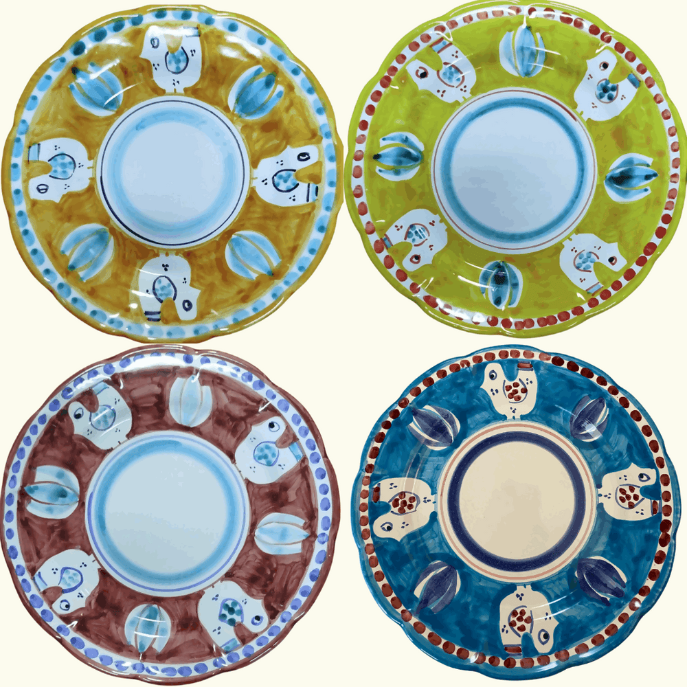Lot d'assiettes creuses en céramique italienne artisanale à mixer