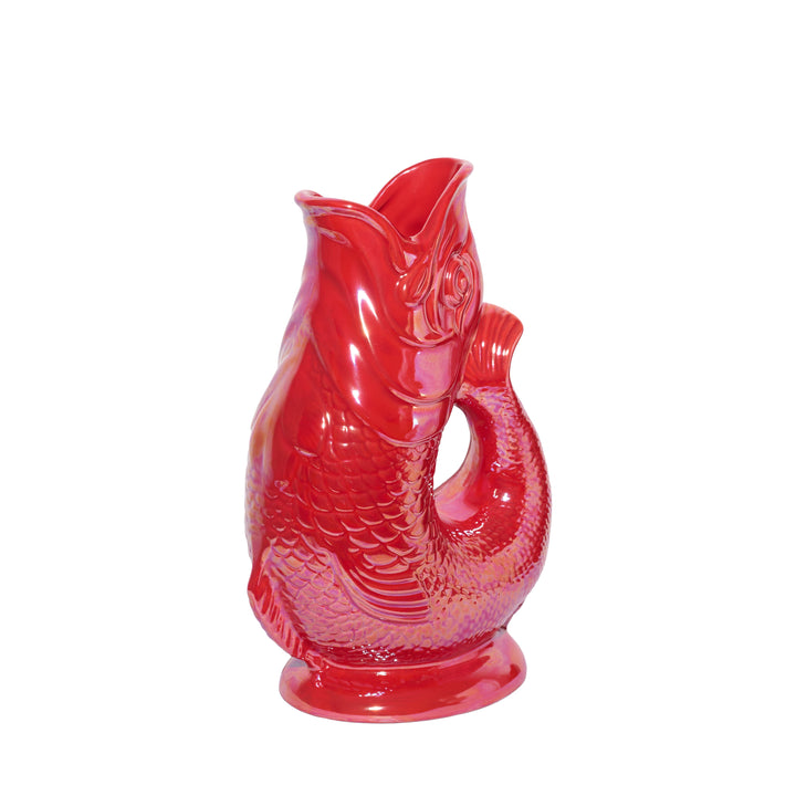 Authentic GlouGlou Fish Carafe | Gluggle jug | Iridescent red
