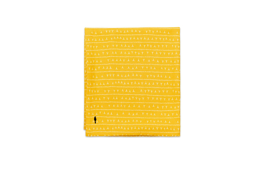 Chemin de table lin - Motif ARRASTA PÉ jaune ABACAXI Chemins de table Sabia Brasilian Design