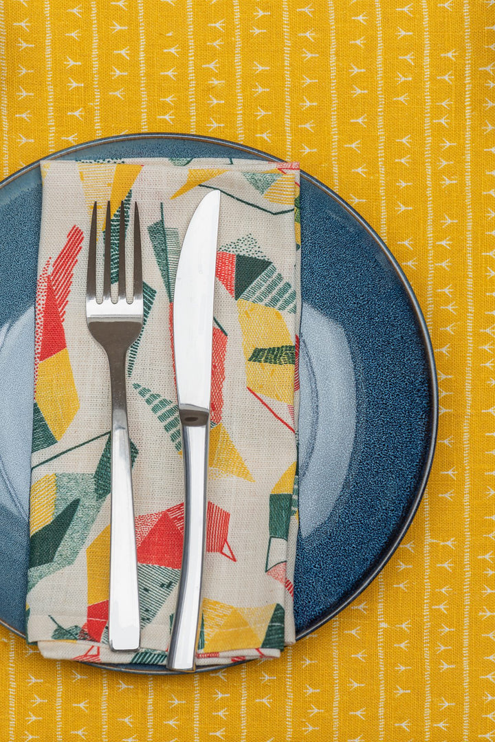 Serviette de table lin (par 2) 45x45 - Motif SABIÁ Serviettes de table Sabia Brasilian Design