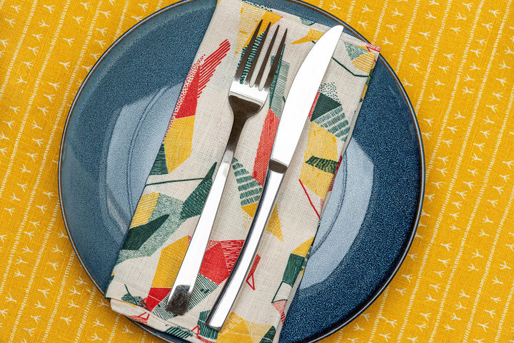 Serviette de table lin (par 2) 45x45 - Motif SABIÁ Serviettes de table Sabia Brasilian Design