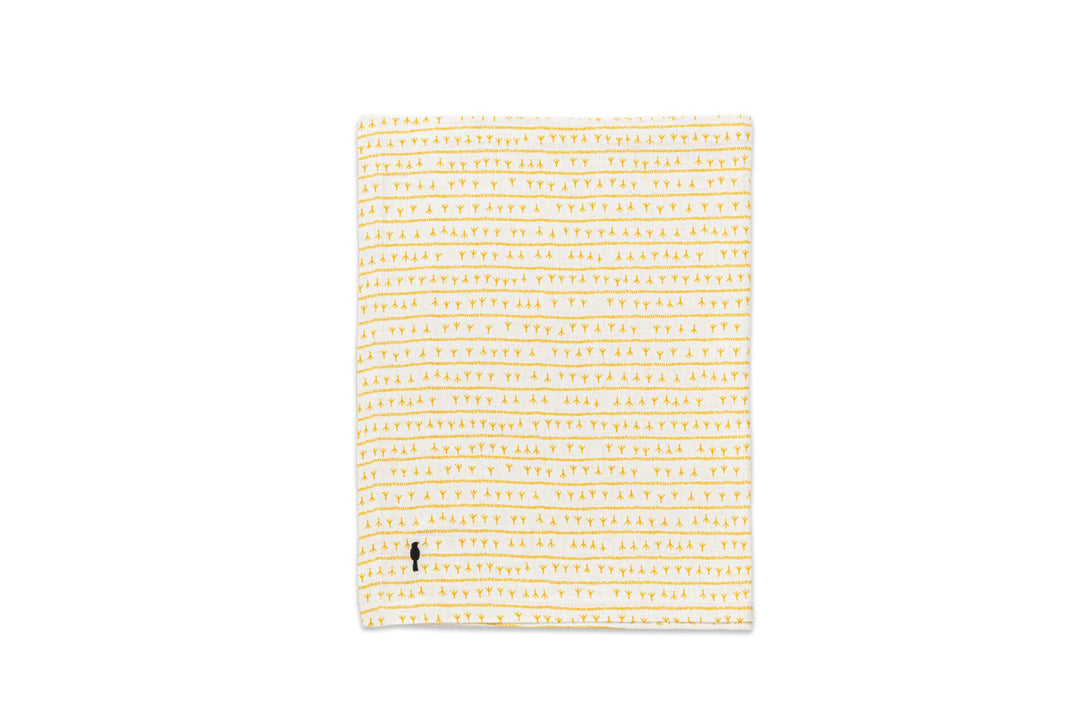 Chemin de table lin - Motif ARRASTA PÉ JAUNE Chemins de table Sabia Brasilian Design