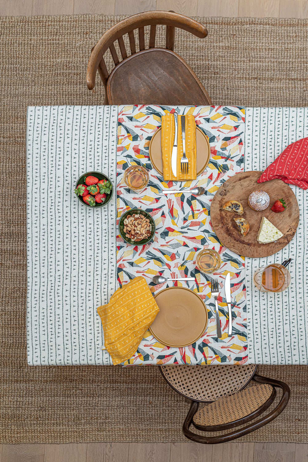 Chemin de table lin - Motif SABIÁ Chemins de table Sabia Brasilian Design