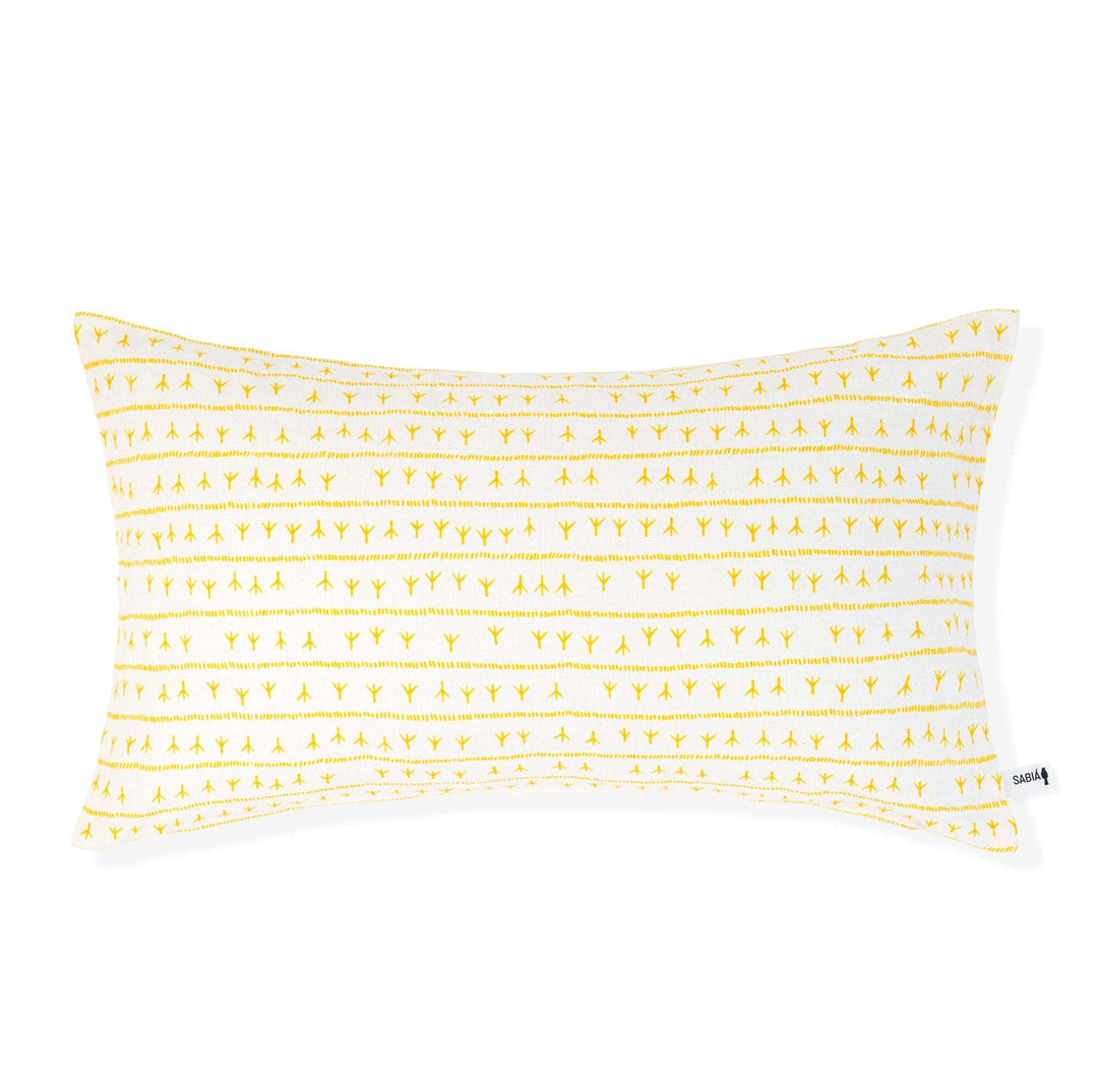 Housse de coussin lin 30x50 - Motif ARRASTA PÉ couleur JAUNE Housses de coussins Sabia Brasilian Design
