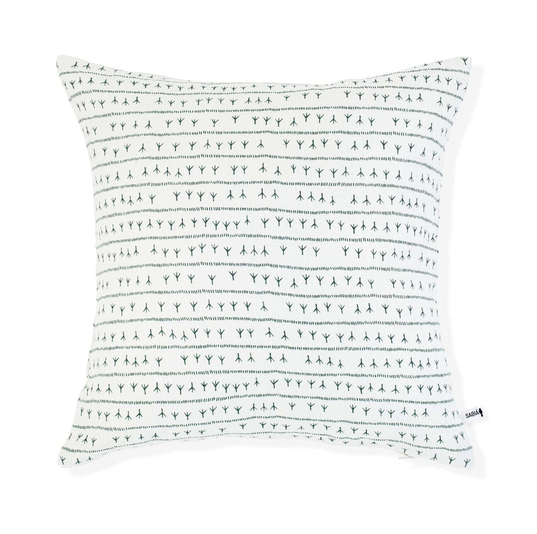 Housse de coussin lin 45x45 - Motif ARRASTA PÉ couleur vert FOLHA Housses de coussins Sabia Brasilian Design