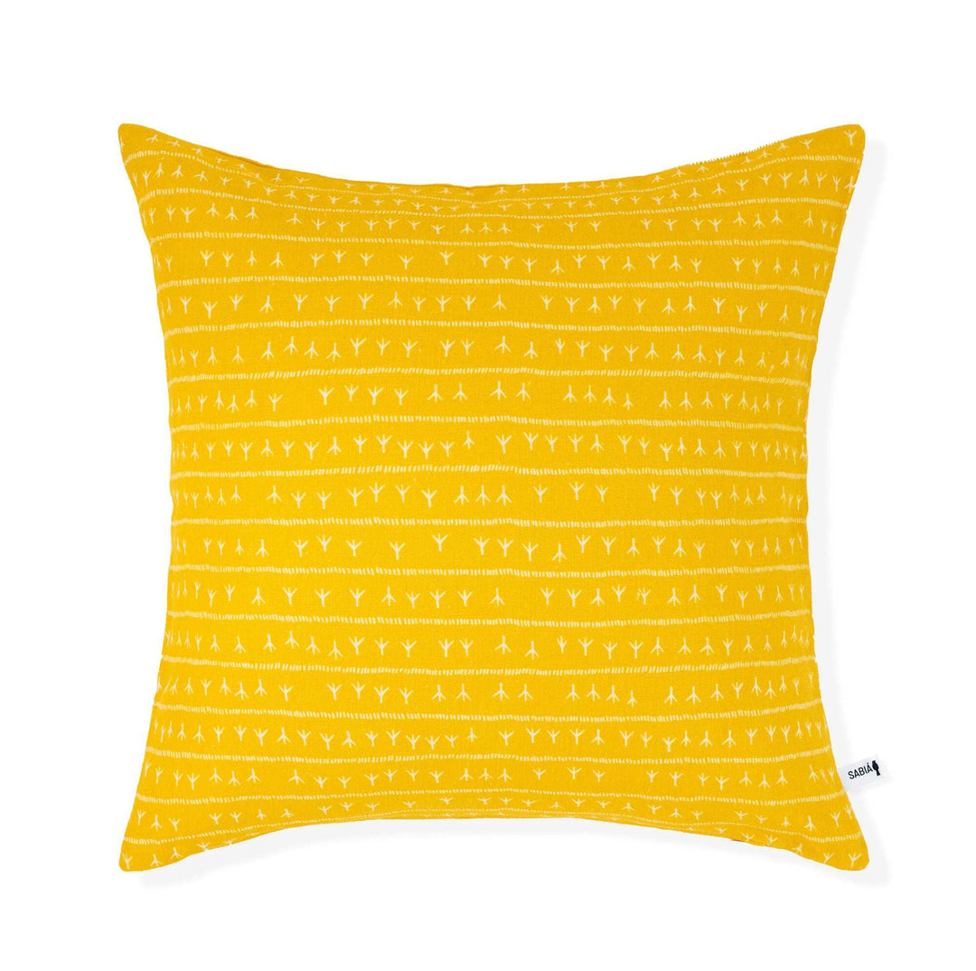 Housse de coussin lin 45x45 - Motif ARRASTA PÉ couleur jaune ABACAXI