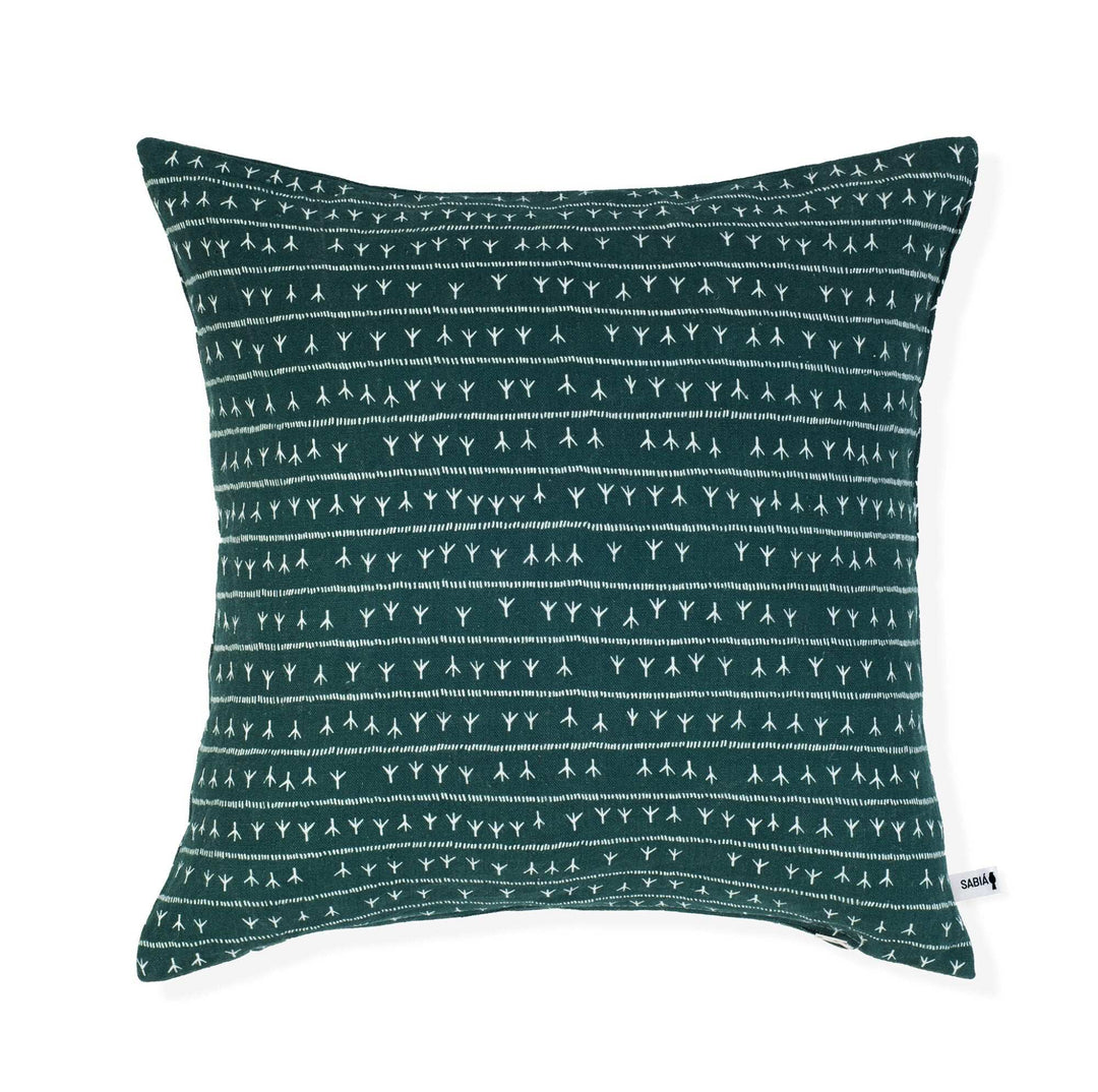 Housse de coussin lin 45x45 - Motif ARRASTA PÉ couleur vert AMAZÔNIA Housses de coussins Sabia Brasilian Design