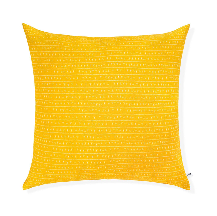Housse de coussin lin 80x80 - Motif ARRASTA PÉ couleur jaune ABACAXI