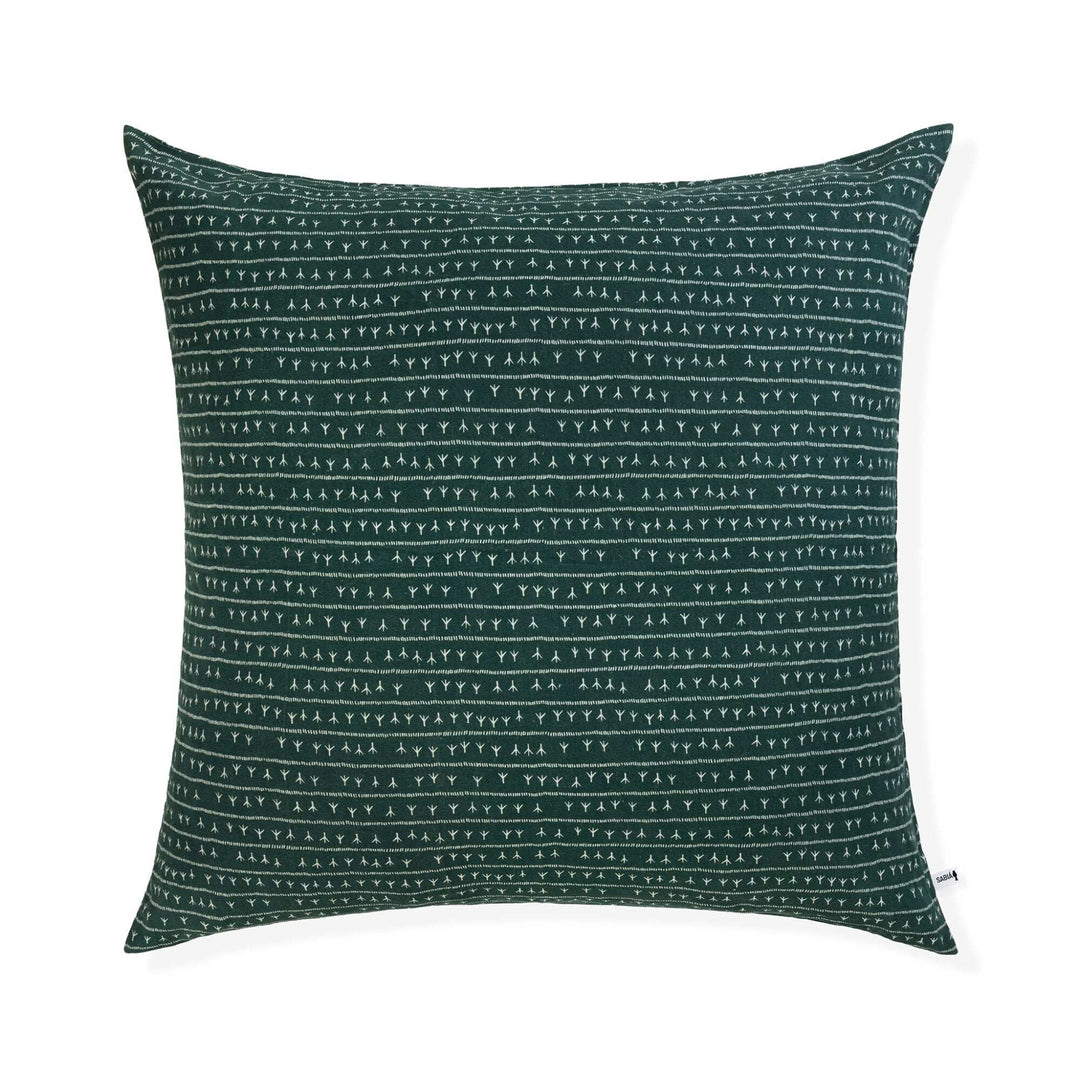 Housse de coussin lin 80x80 - Motif ARRASTA PÉ couleur vert AMAZÔNIA