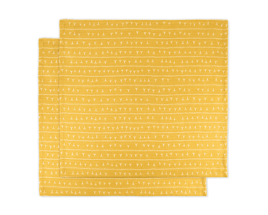 Serviette de table lin (par 2) 45x45 - Motif ARRASTA PÉ couleur jaune ABACAXI Serviettes de table Sabia Brasilian Design