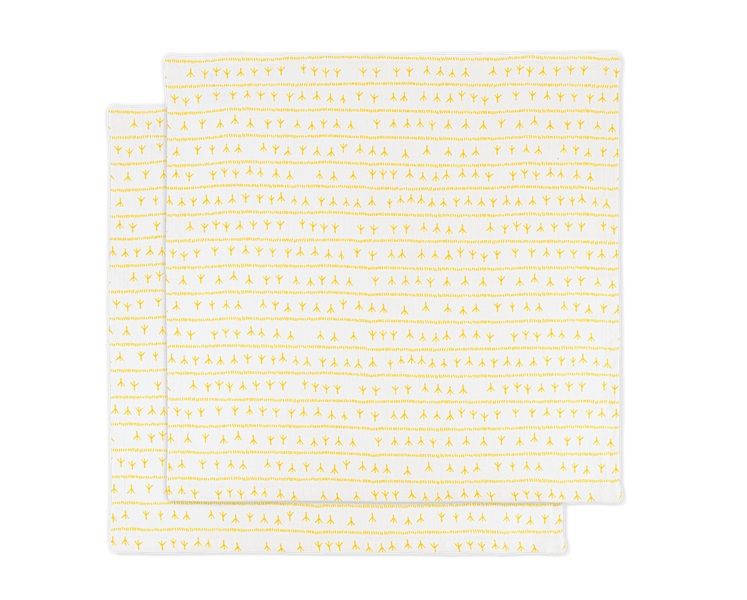 Serviette de table lin (par 2) 45x45 - Motif ARRASTA PÉ couleur JAUNE Serviettes de table Sabia Brasilian Design