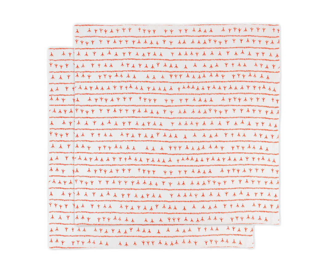 Serviette de table lin (par 2) 45x45 Rouge - Motif ARRASTA PÉ couleur ROUGE Serviettes de table Sabia Brasilian Design