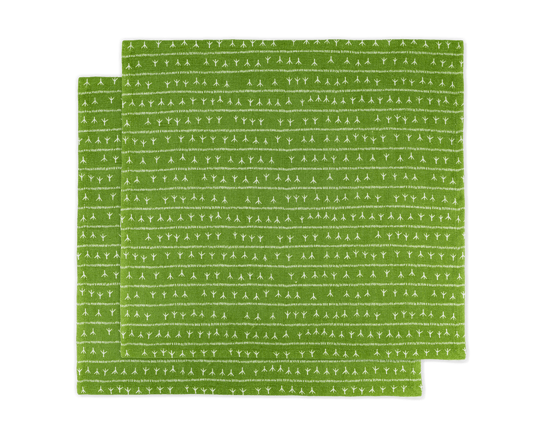 Serviette de table lin (par 2) 45x45 Vert ABACATE - Motif ARRASTA PÉ Serviettes de table Sabia Brasilian Design