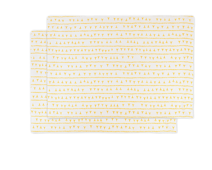 Set de table lin (par 2) encadré 35x50 - Motif ARRASTA PÉ couleur JAUNE Sets de table Sabia Brasilian Design