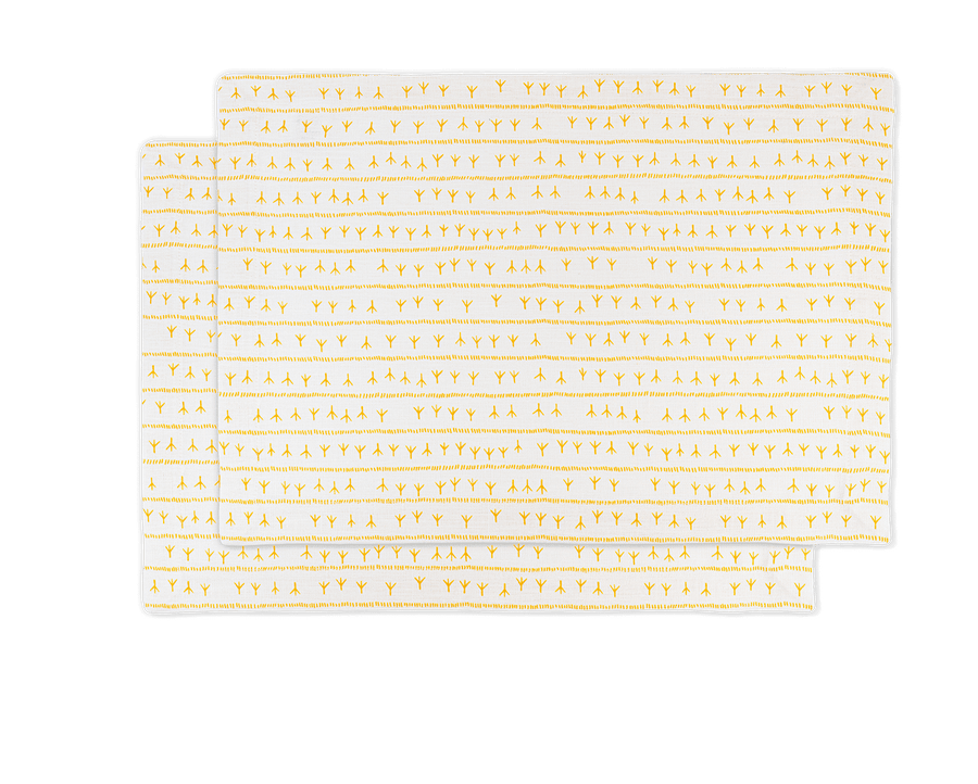Set de table lin (par 2) encadré 35x50 - Motif ARRASTA PÉ couleur JAUNE Sets de table Sabia Brasilian Design