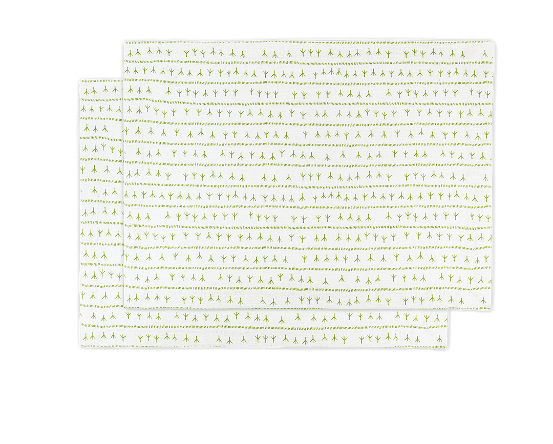Set de table lin (par 2) encadré 35x50 - Motif ARRASTA PÉ couleur VERT Sets de table Sabia Brasilian Design