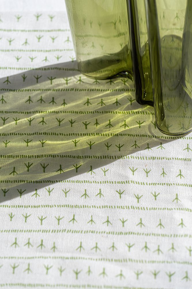 Set de table lin (par 2) encadré 35x50 - Motif ARRASTA PÉ couleur VERT Sets de table Sabia Brasilian Design