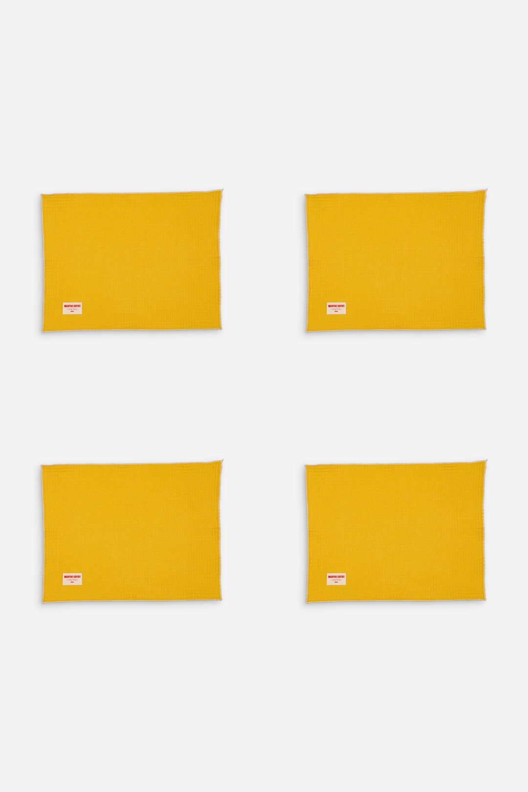 Set of 4 plain textured placemats - Mustard waffle 