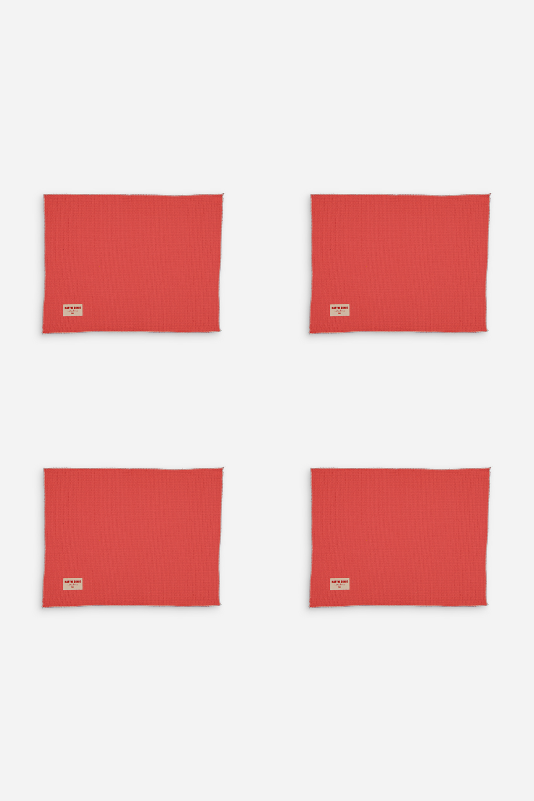 Set of 4 textured plain placemats - Coral Waffle