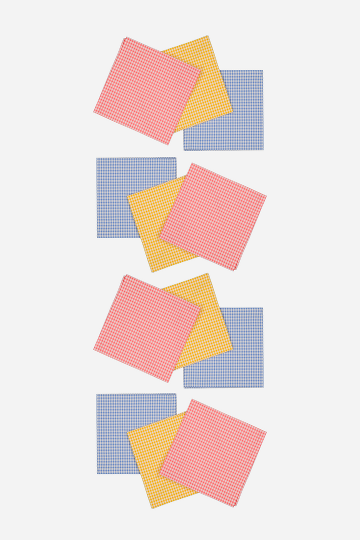 Set of 12 mixed color gingham napkins 