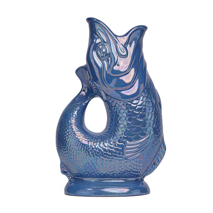 Authentic GlouGlou Fish Carafe | Gluggle Jug | Iridescent Navy Blue